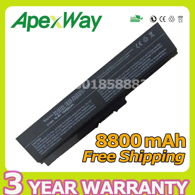 

Apexway Laptop Battery PA3817U-1BAS PA3817U-1BRS PA3818U-1BRS PABAS117 PABAS178 PABAS228 For Toshiba Dynabook CX/45F CX/48F