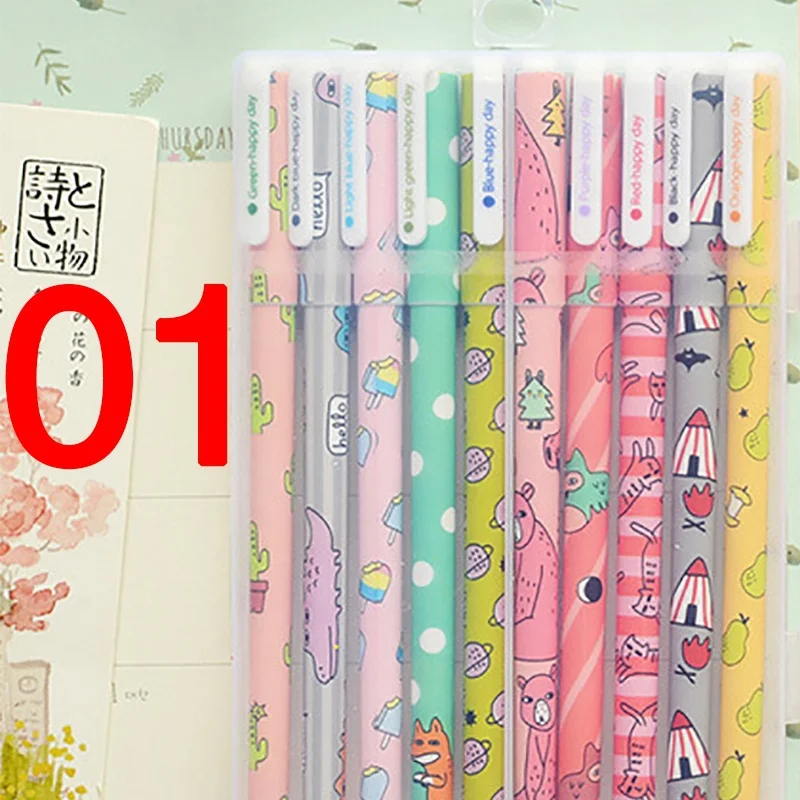 style 1 10 шт./компл. многоуровневые 0,38 мм Красочные звездное небо гелевая ручка Звездное с рисованным аниме ролик с цветочным рисунком шариковая ручка канцелярские авторучка школы - Цвет: style 1