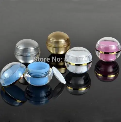 

5g 1/6OZ Empty ACRYLIC cream jar Mini sample cosmetic jar Double wall ball shape travel refillable Container free shipping