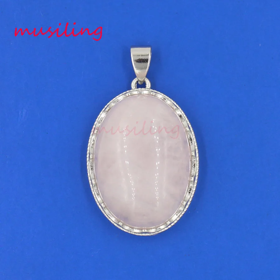 Натуральный овальный камень подвески ожерелье цепи с посеребренным покрытием
