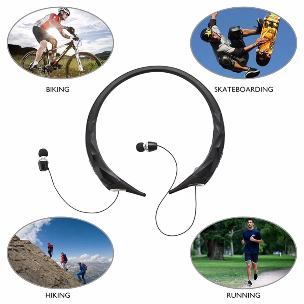 2017 выдвижные Беспроводные спортивные наушники с нашейным ободом беспроводные