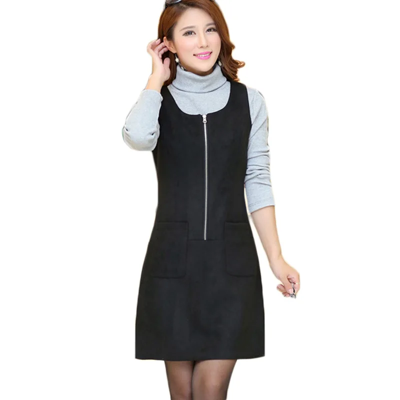 Женское шерстяное платье на бретелях весна осень 2019 повседневное приталенное