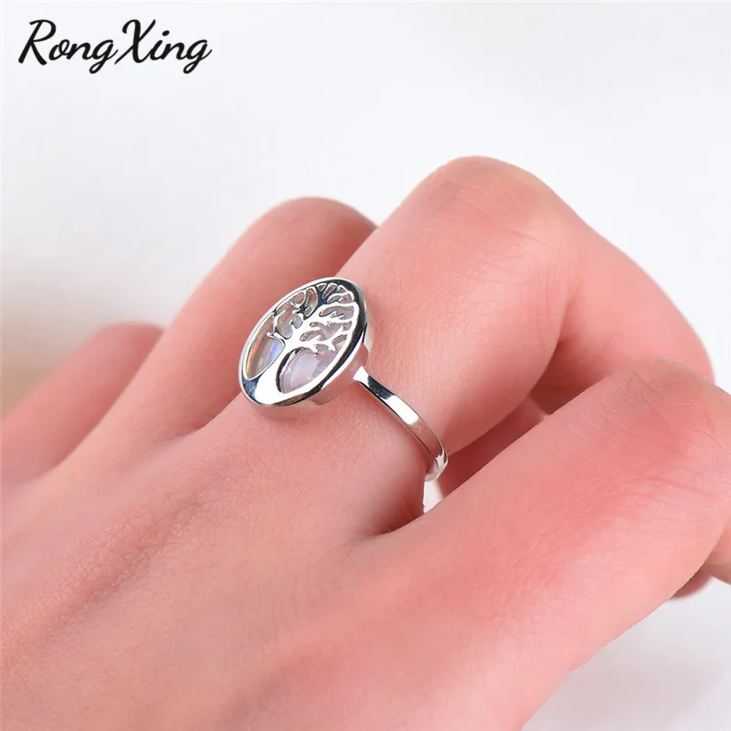 Женские кольца с овальным/круглым синим/белым огненным опалом RongXing серебряное