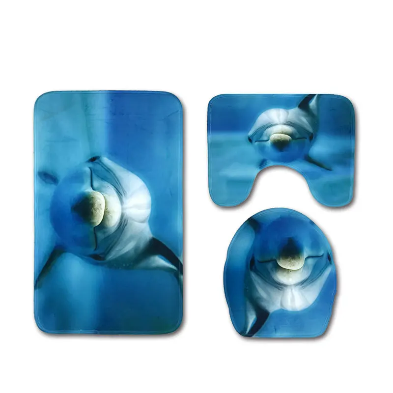 Dolphin 02 Zeegle Undersea World напечатанные коврики для ванной комнаты 3 шт. коврик для ванной комнаты нескользящий коврик для туалета Впитывающий Коврик для ванны коврик для ванной комнаты - Цвет: Dolphin 02