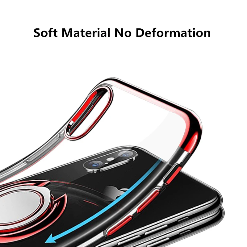 LONTENFY Ultra Thin Transparent Phone Case For iPhone XS MAX XR X 8 7 6 6S Plus Car Magnetic Finger Ring Holder Cover Coque | Мобильные