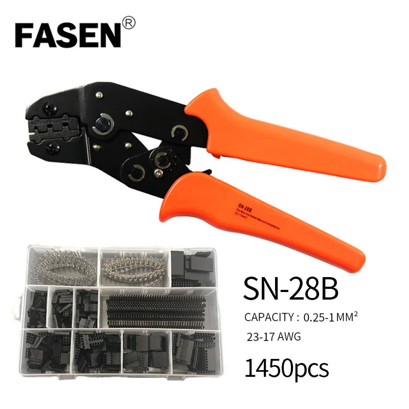 

SN-28B 1450PCS dupont wire crimping tool pliers terminal ferrule crimper wire jst crimp tool set Ratcheting Crimper Tools