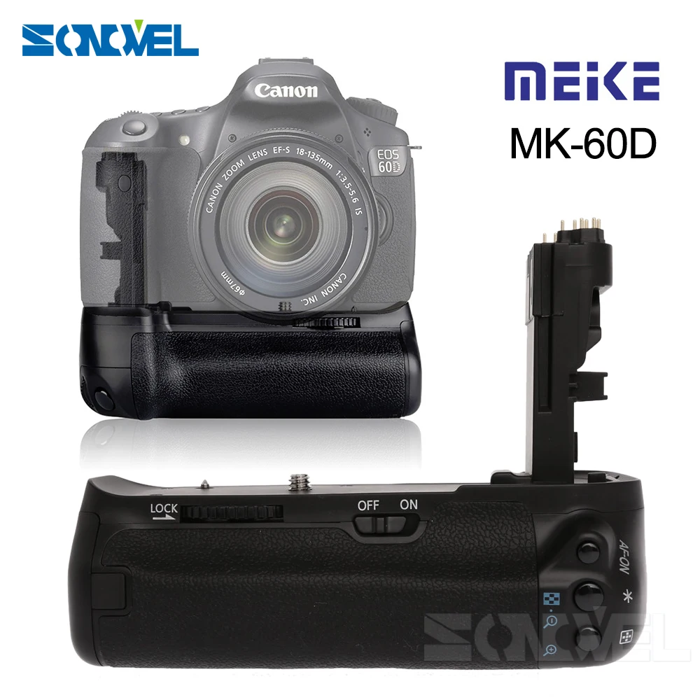 

Meike MK-60D Professional Vertical Battery Grip Holder for Canon EOS 60D Camera Replace as BG-E9 work with LP-E6 Batteries