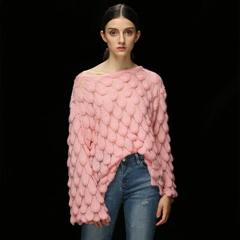 Spring Elegant Knit Jumpers Ladies Sweater Fashion Loose Hollow Out Women Sweaters and Pullovers Cute 3D Sueter Mujer Female | Женская