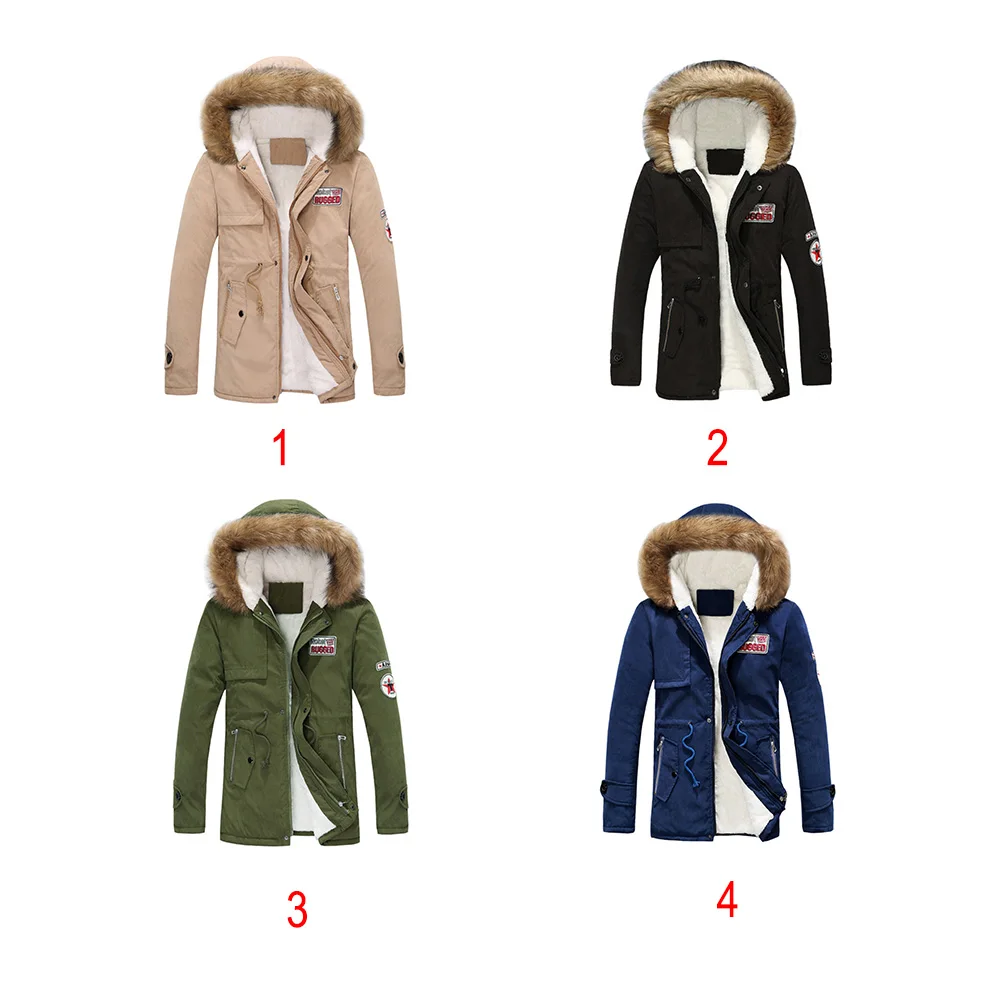 Man Parka Coats Winter Jacket Men Slim Thicken Fur Hooded Outwear Warm Coat Brand Clothing Casual Mens Veste Homme Top 1010 | Мужская