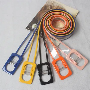 Ремень женский, прозрачный, с прямоугольной пряжкой