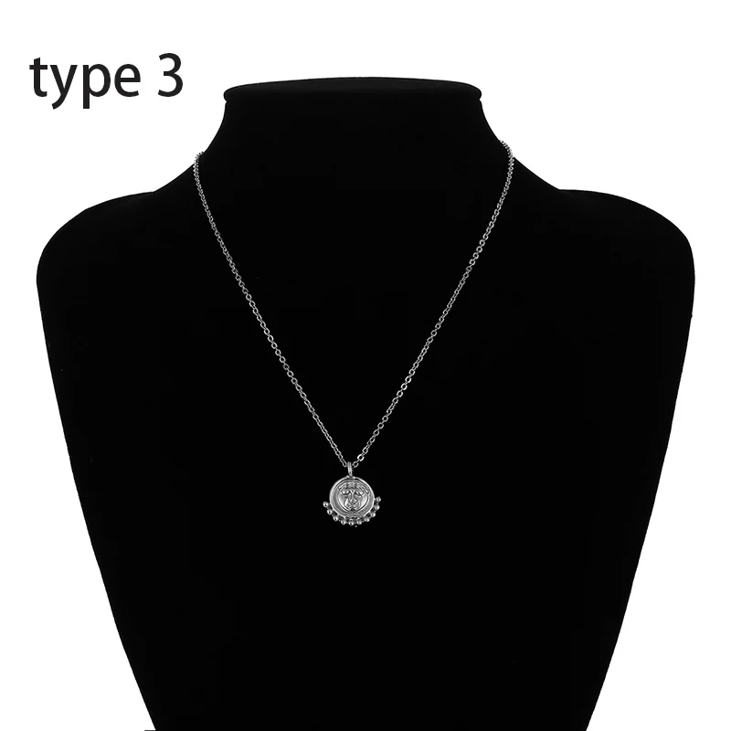 Type 3 Silver SHIXIN Boho Простое Ожерелье-чокер с подвесками в дизайне Павлиньего хвоста для женщин Девы Мэри роза Ангел Руна монета кулон Мода массивные ювелирные изделия для женщин - Окраска металла: Type 3 Silver