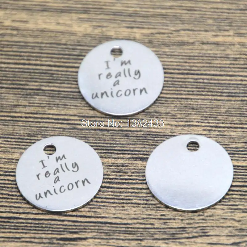 

10pcs i am really a unicorn charm silver tone message charm pendant 20mm