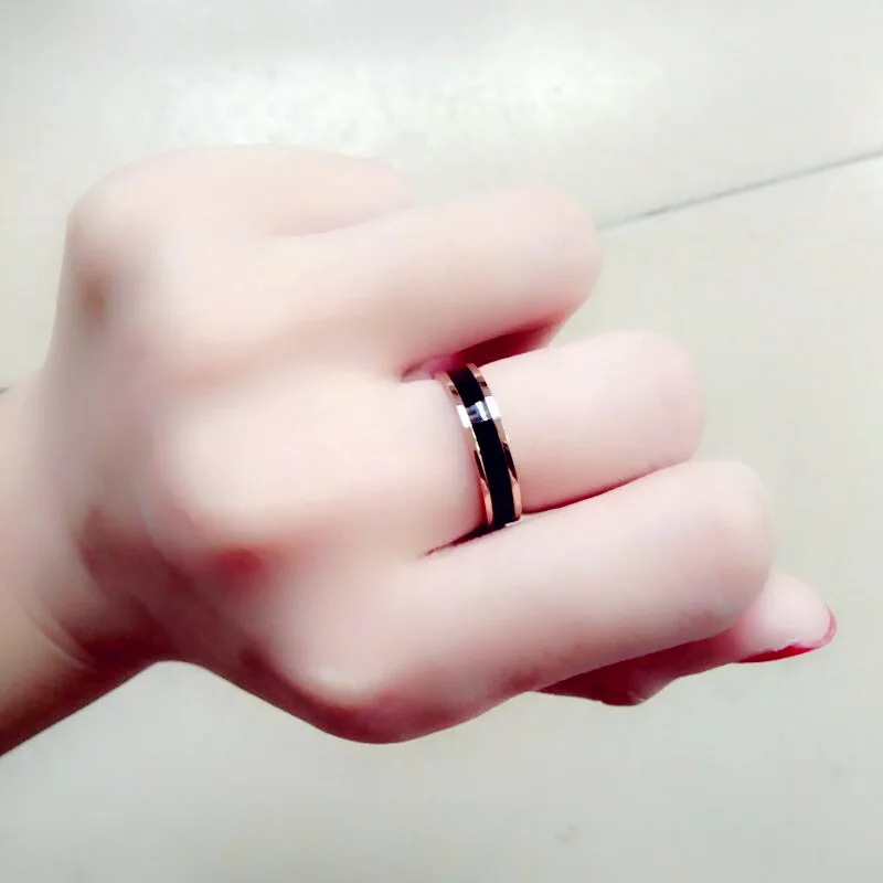 MANGOSKY 4 мм розовое 14KGP кольцо моды для мужчин и женщин из нержавеющей стали Titanium