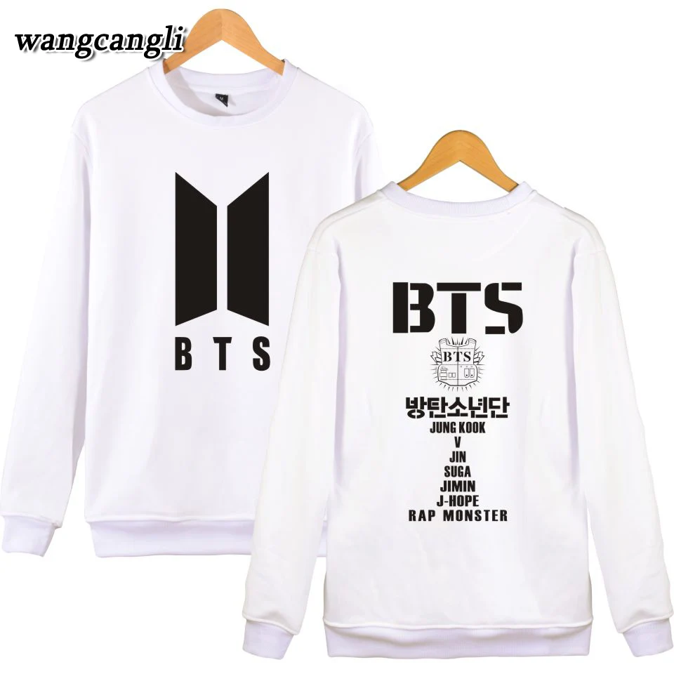 K поп монолитным Толстовки и толстовка для пары Популярные Bangtan хип хоп Для женщин
