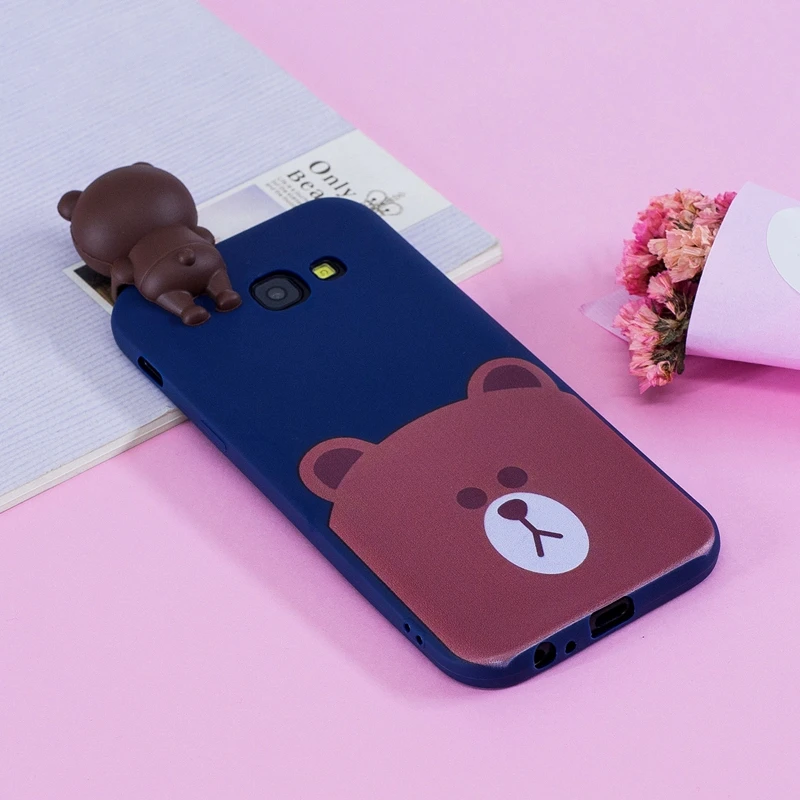 For Coque Samsung Galaxy A3 2017 Case 3D Cartoon Cat Panda Soft Silicon Back Cover A320 Capinha Housing |