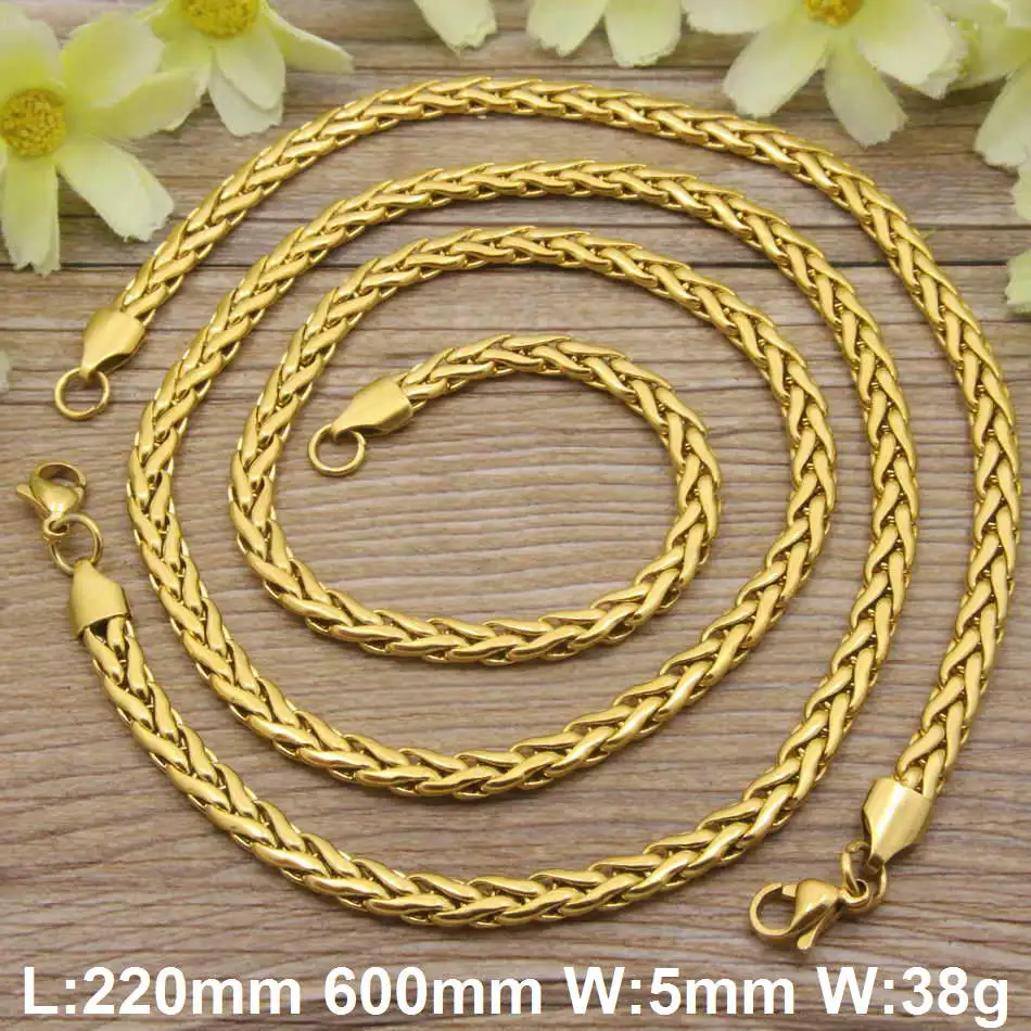 Лидер продаж классические ожерелья и браслеты из нержавеющей стали золотого