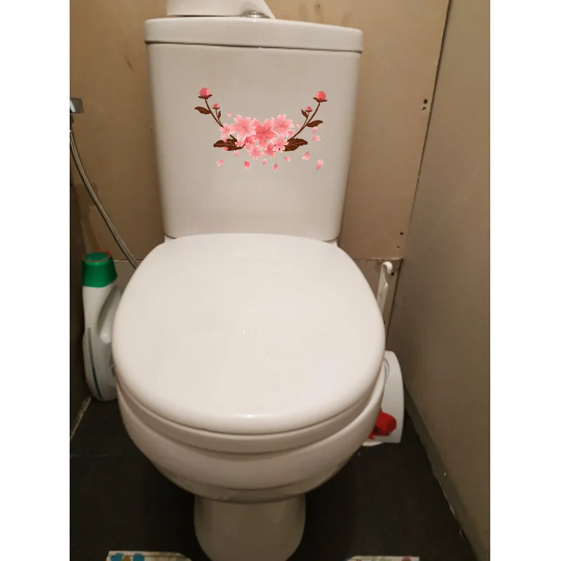 YOJA 24*14.8CM Hand Painted Cherry Blossom Cluster Fresh Kids Room Decor Wall Toilet Sticker T1-0468 | Stickers