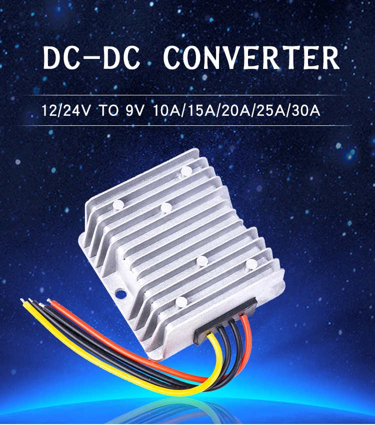 Преобразователь напряжения постоянного тока 12 V-24 V до 9В 10A15A20A25A30A Шаг вниз Напряжение редуктор трансформатор CE по ограничению на использование опасных материалов в производстве Сертифицированный для гольф-кары радио