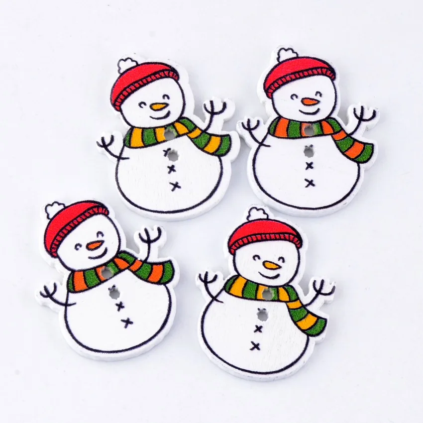 Бесплатная доставка розничная продажа 10 шт. 2 отверстия снеговик с шляпой