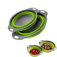 collapsible silicone colander for kitchen fruit vegetable washing basket strainer foldable basket drainer kitchen tool