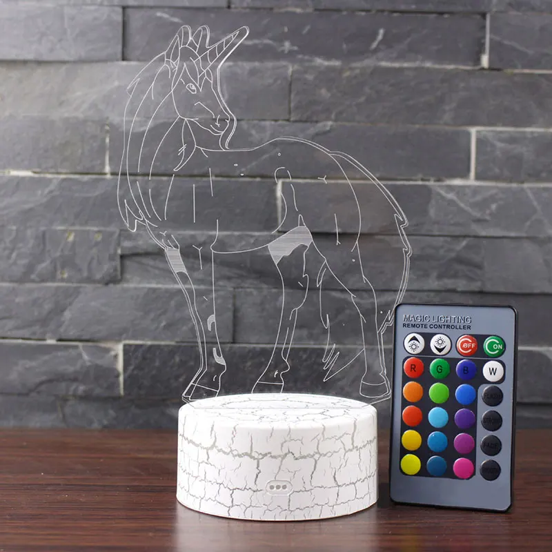 3d-лампа в виде единорога светодиодный ночсветильник 7 цветов Сенсорная лампа