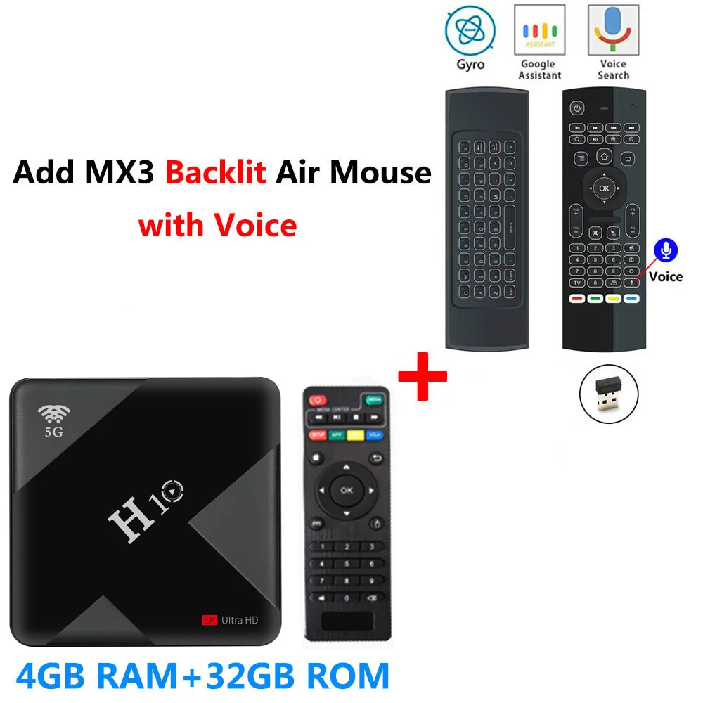 4GB32GB add MX3L mic H10 Smart tv Box Android 9,0 4 Гб ОЗУ 32 Гб 64 Гб ПЗУ 2,4G 5G Wifi телеприставка Allwinner H6 четырехъядерный H.265 6K HDR медиаплеер - Цвет: 4GB32GB add MX3L mic