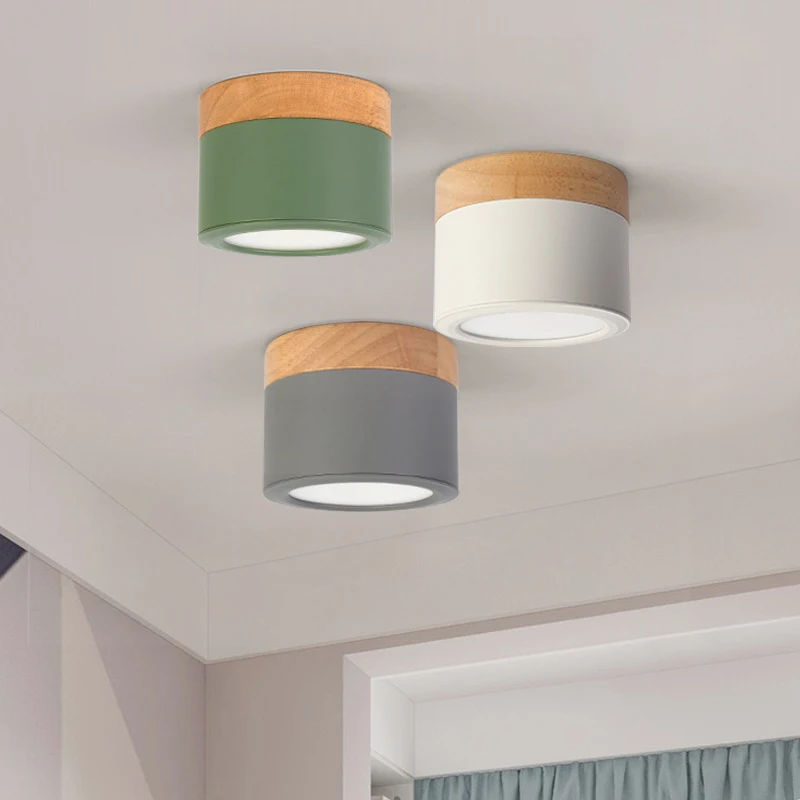 Современный потолочный светильник s в скандинавском стиле железный + деревянный