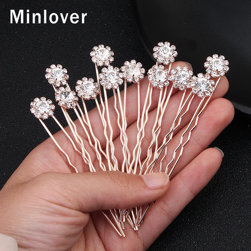 Minlover 12pcs/lot Small Daisy Handmade Bride Hair Combs for Women Girls Crystal Hairpins Jewelry Wedding Accessories TS072 | Украшения и