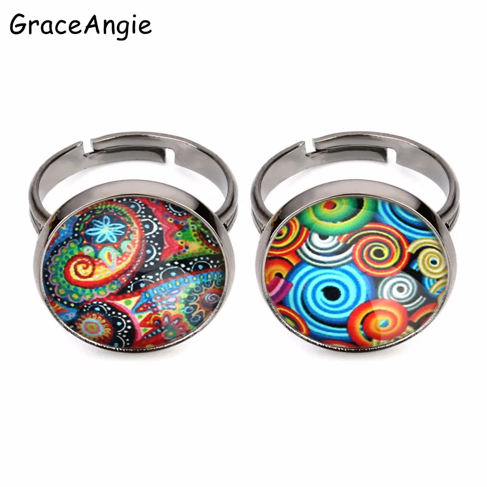 GraceAngie 20 шт. богемный круглый стеклянный кабошон смешанный узор винтажный