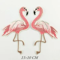 flamingo birds embroidered patches large size for clothes ironing sew appliques for jackets bags shoes sticker badges