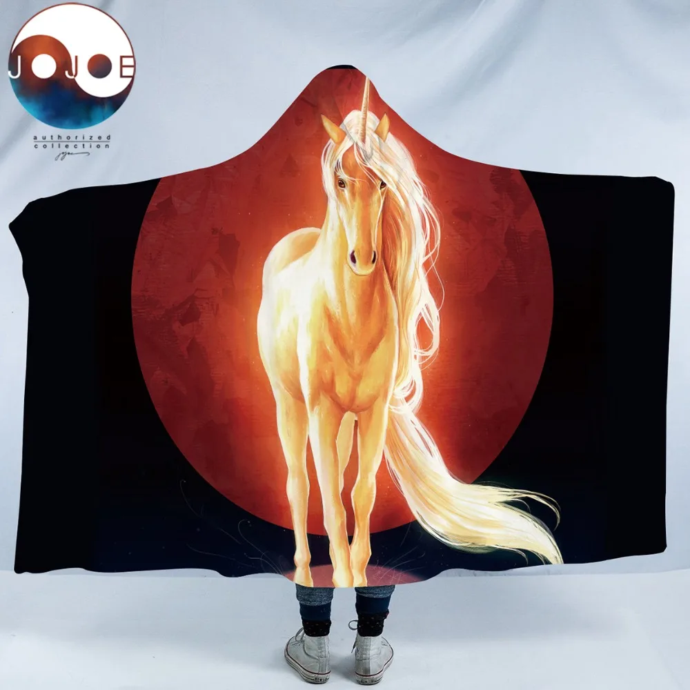 Флисовое одеяло с капюшоном Last Unicorn от JoJoesArt Психоделическое блестящее из