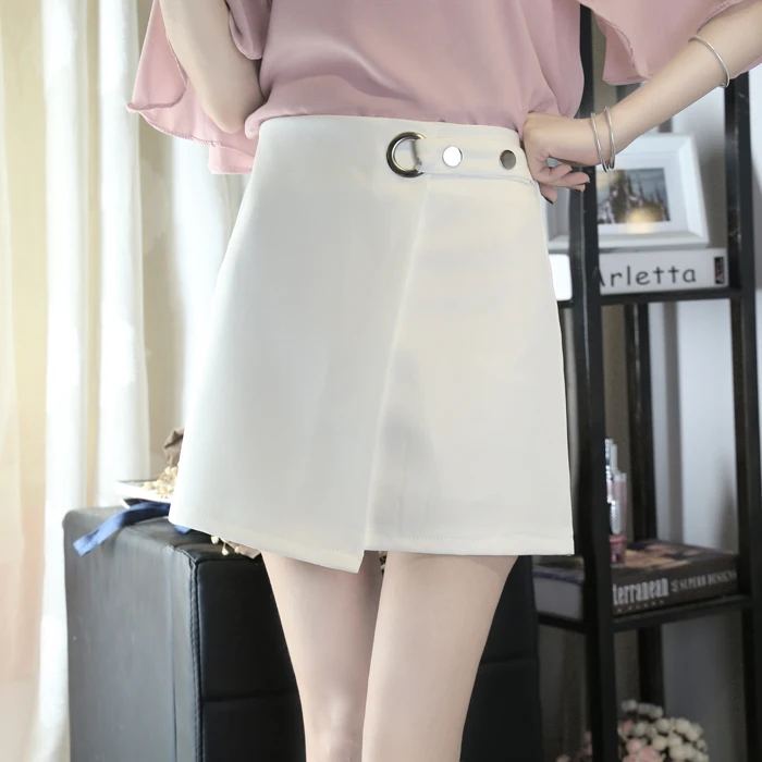 Женские юбки Qooth в стиле харадзюку ассиметричная черная юбка для школьников