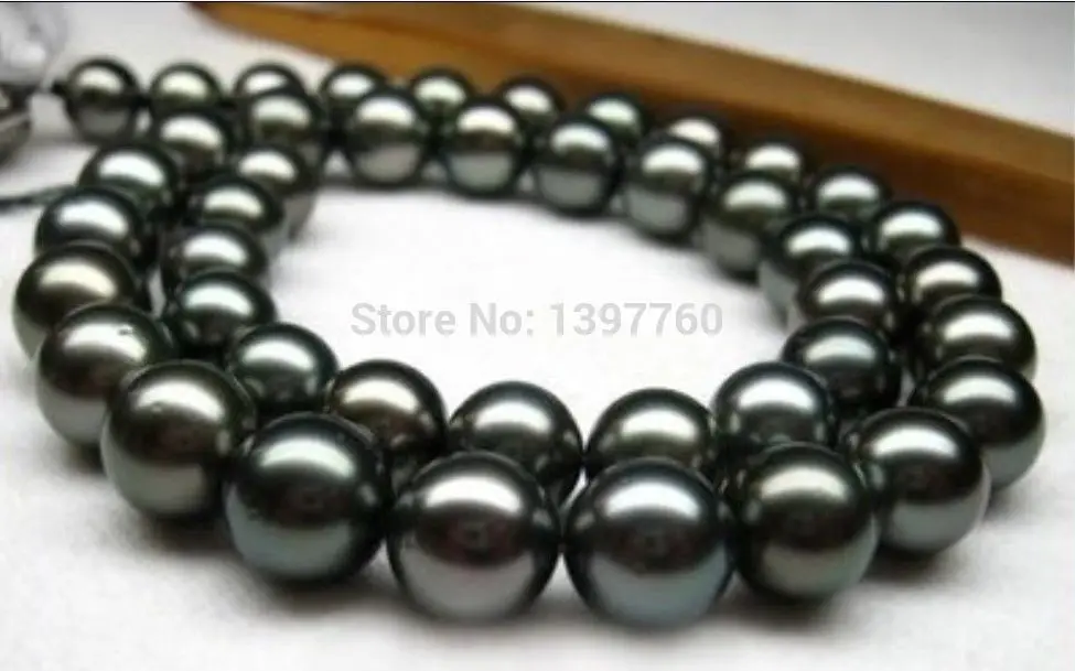 

Miss charm Jew.151 stunning natural 11-12mm tahitian black pearl necklace 14KG AAA