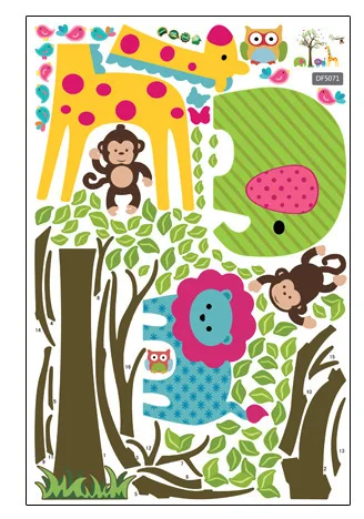 5 штук упак. Жираф Обезьяна Дерево Обои Зеленый Высокое качество ПВХ прозрачный