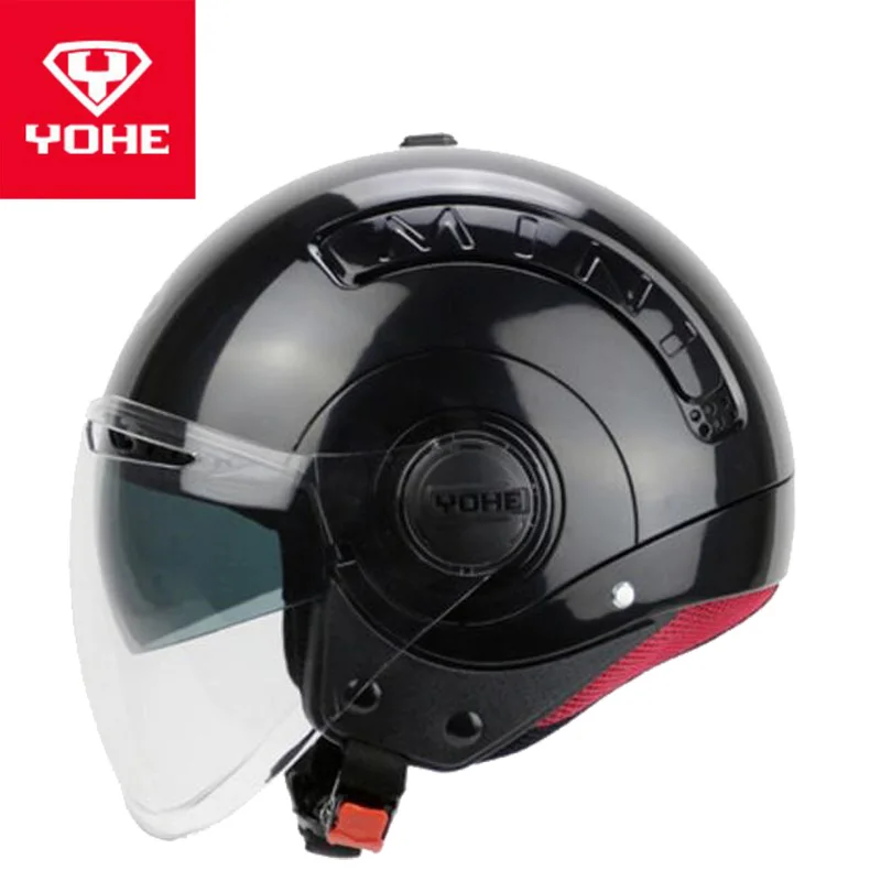 

2018 Winter New Safety cap YOHE Double lens Half Face Motorcycle Helmets MINI ABS Half Cover Motorbike Helmet with PC lens Visor