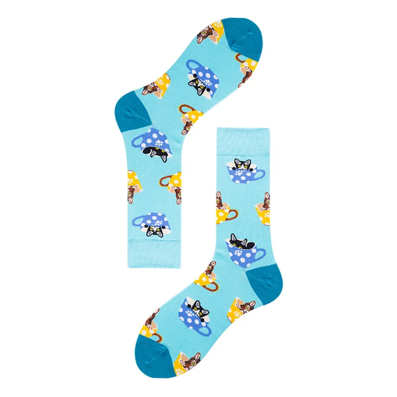 9 Крутые мужские носки с гитарным медведем, енотом, альпакой, ламой, альпакосом, динозавром, гусиным, кукурузным, Веселые носки для мужчин, новинка, повседневные носки с забавными животными - Цвет: 9