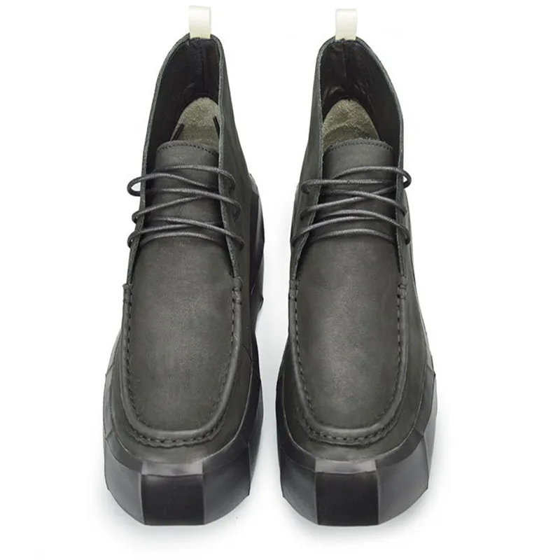Bmante Men Shoes Height Increasing Flatform Genuine Leather Autumn Luxury Trainers Casual Male Sneakers Gothic Dark Owen |
