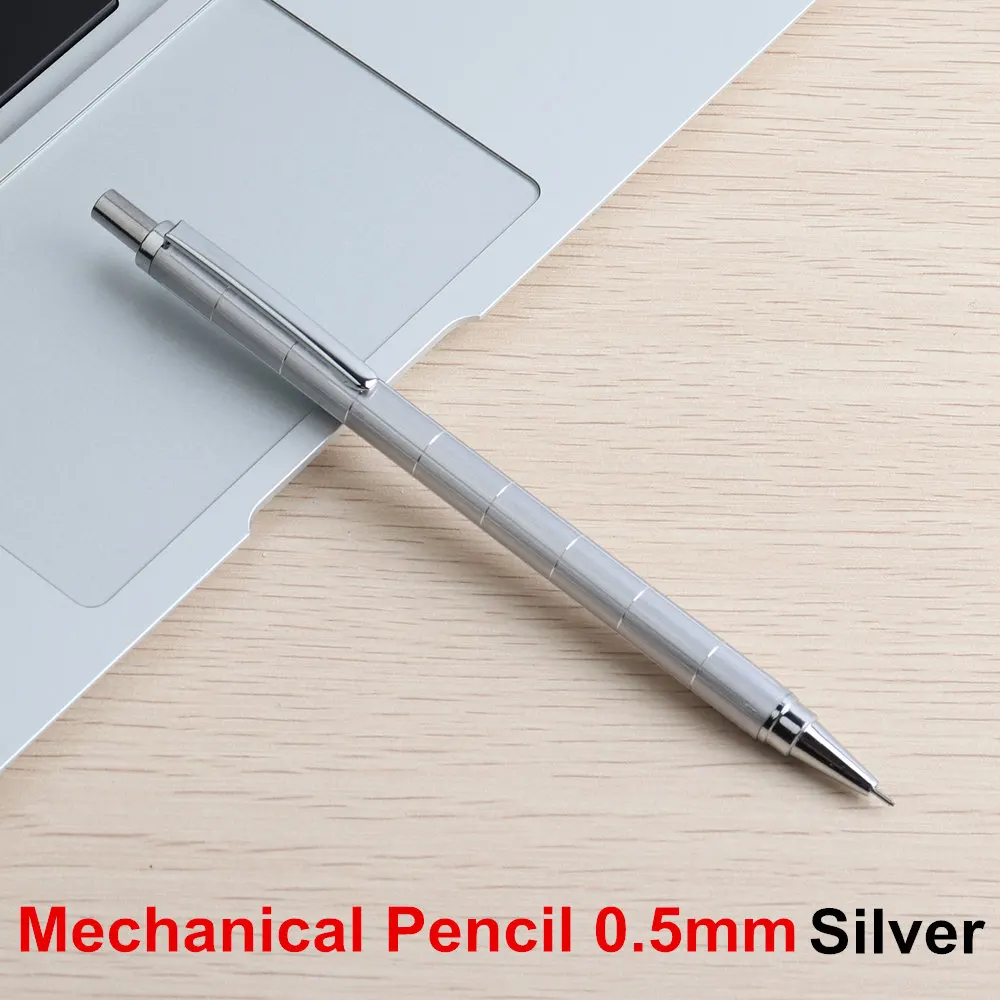 Silver Writing 0.5mm GENKKY милый механический карандаш 0,7 и 0,5 мм механические карандаши металлический корпус офиса и школы канцелярские письменные принадлежности - Цвет: Silver Writing 0.5mm