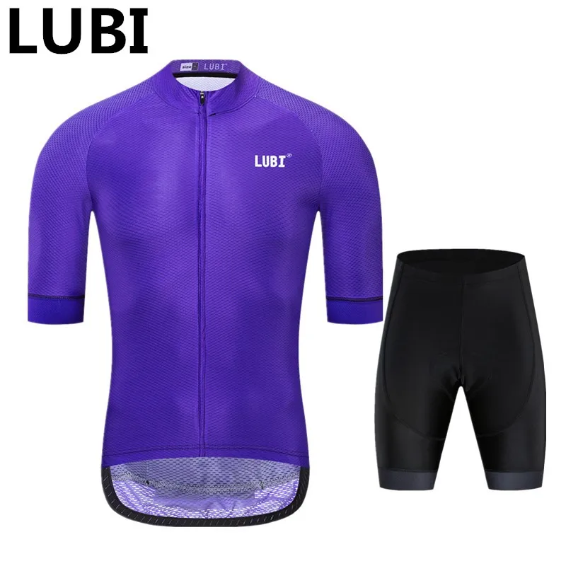 LUBI 7 цветов Pro для мужчин лето Велоспорт Джерси нагрудник короткий комплект одежда Губка с высокой плотностью Pad Одежда для езды на горном велосипеде наборы велосипедная Одежда дорожный костюм - Цвет: jersey and short