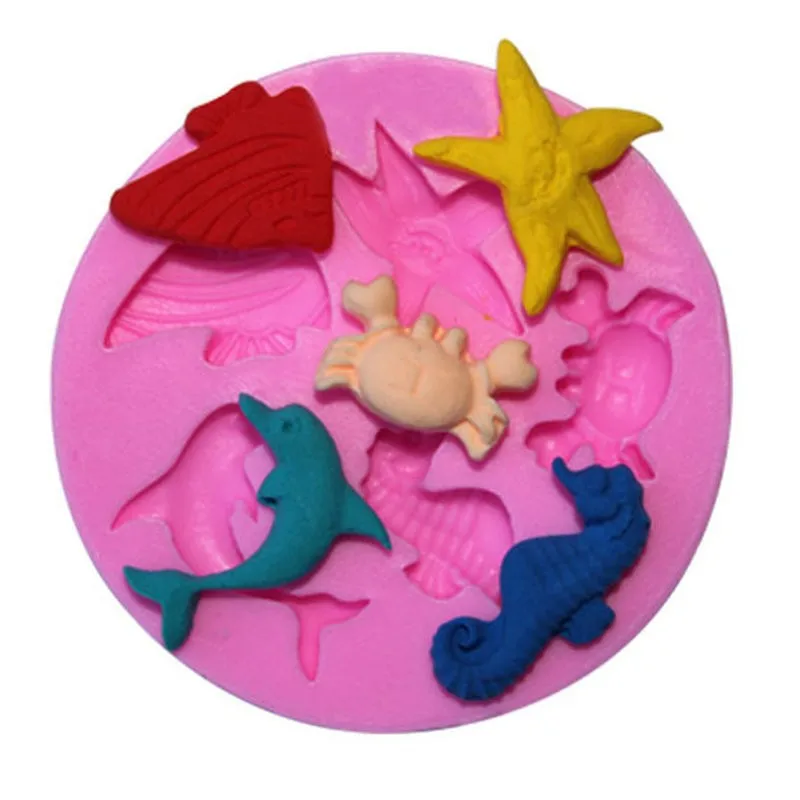 Бесплатная доставка Кухня DIY творческий 3D Meer Tier Silikonform Fondant Formwerkzeug Seepferdchen Neue Schalen
