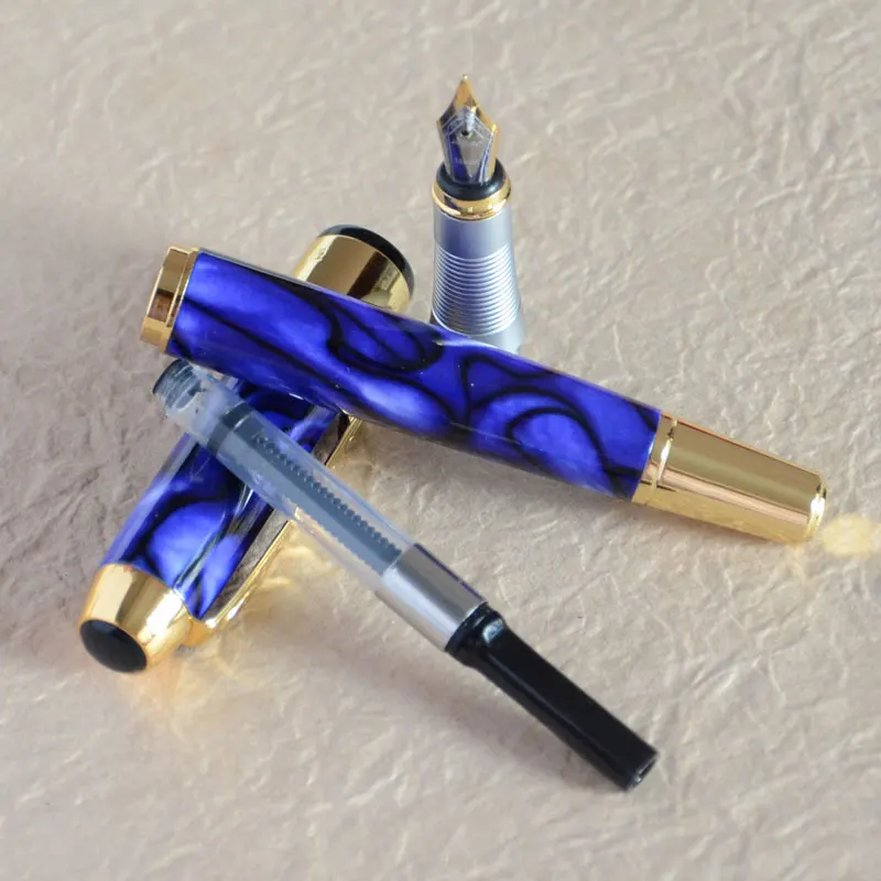 JINHAO 250 перьевая ручка из темно-синего мрамора с золотой отделкой | Канцтовары для