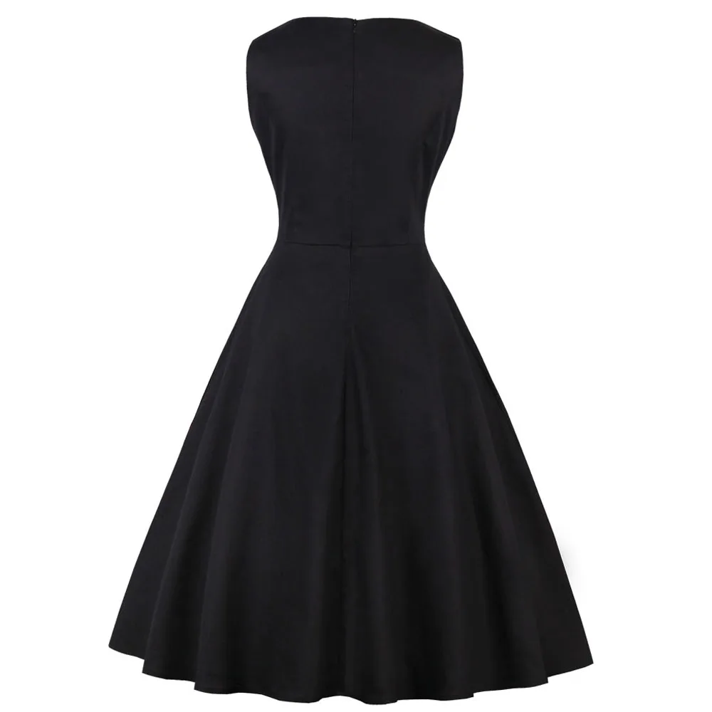 Женское винтажное платье без рукавов с вышивкой в виде фламинго|vestido de festa|vintage dress