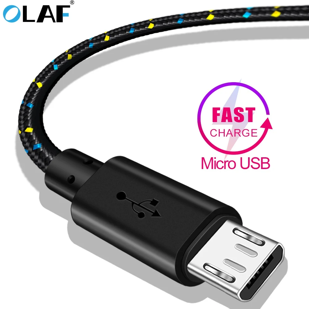 Micro USB кабель OLAF 1 м 2 3 нейлоновый плетеный для быстрой зарядки Samsung S7 Xiaomi LG Huawei