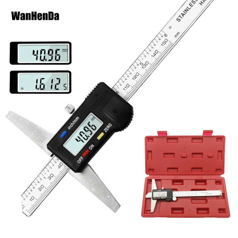 

150 mm 6" depth vernier caliper micrometer gauge 0-150mm digital vernier caliper stainless steel electric digital depth gauge