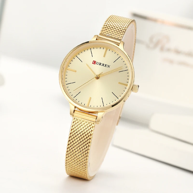 Часы CURREN женские кварцевые из нержавеющей стали брендовые Роскошные тонкие