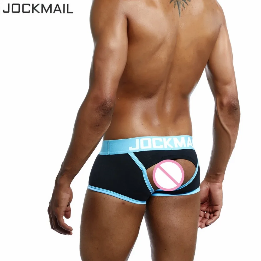 JOCKMAIL, фирменное Мужское нижнее белье с открытой спиной, cueca, боксеры, сексуальные трусики без нижней части, мужские боксеры, шорты, хлопок, открытая спина, Гей Нижнее белье