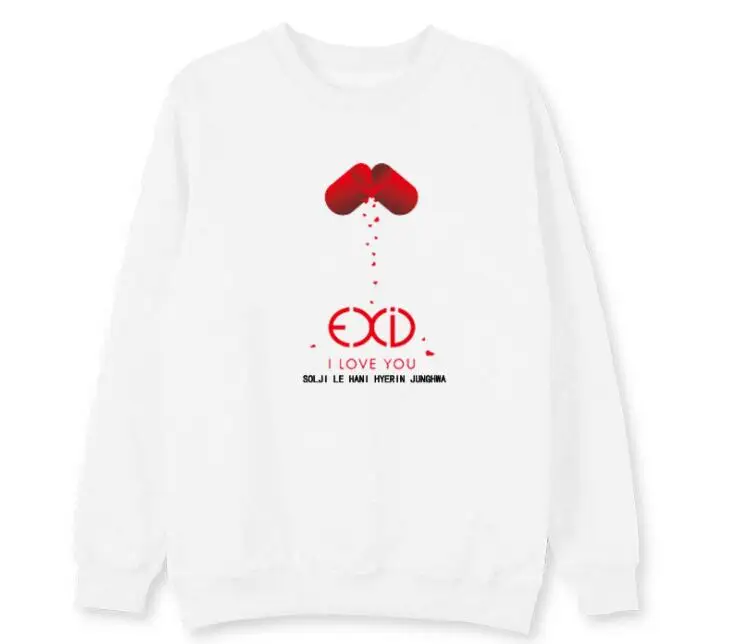 Exid новый альбом i love you одинаковые худи с надписью флисовый Тонкий Свободный