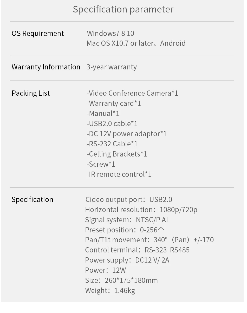 Tenveo VHD3U 3x зум Камера USB PTZ 1080 P камера высокого разрешения для видеоконференций 2,1 мегапикселя с H.264 трансляции и Live Streaming Камера s