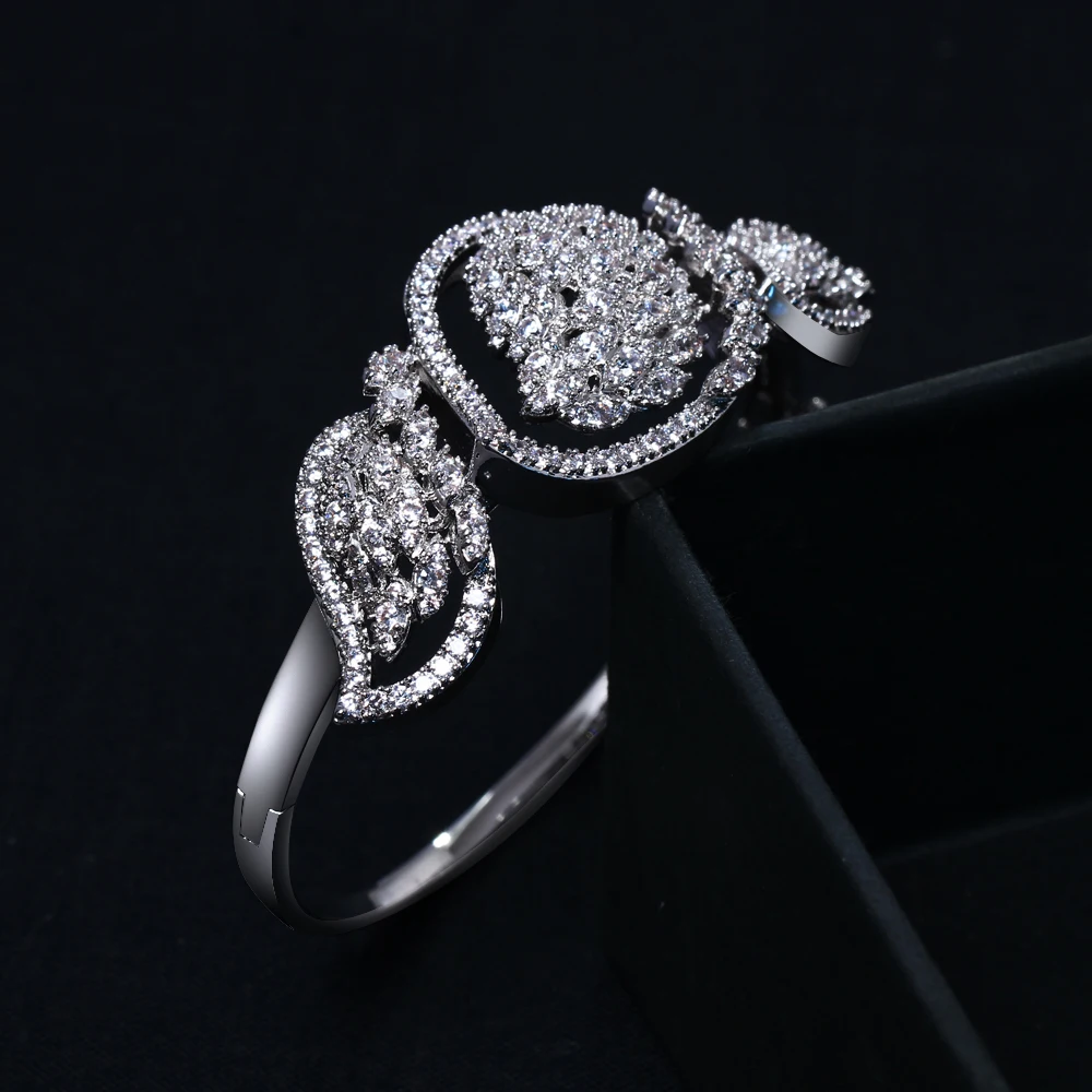 New Bridal Jewelry Sets rhodium plated with Cubic zircon 4pcs sets ( necklace + bracelet earrings ring) free shipment | Украшения и