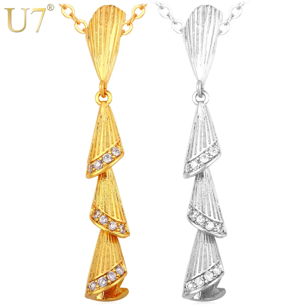 

U7 Long Pendant Necklace Women Trendy Gold/Silver Color Party Fashion Necklaces For Women Wholesale N660